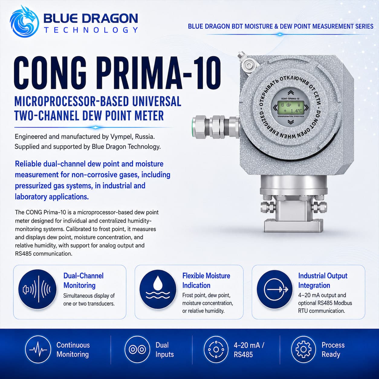 Blue Dragon CONG Prima-10 Online Water & Hydrocarbon Dew Point Analyzer online dew point system · vympel
