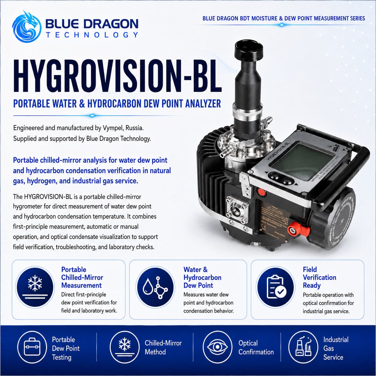Blue Dragon HYGROVISION-BL Portable Water & HC Dew Point Analyzer portable dew point analyzer · vympel