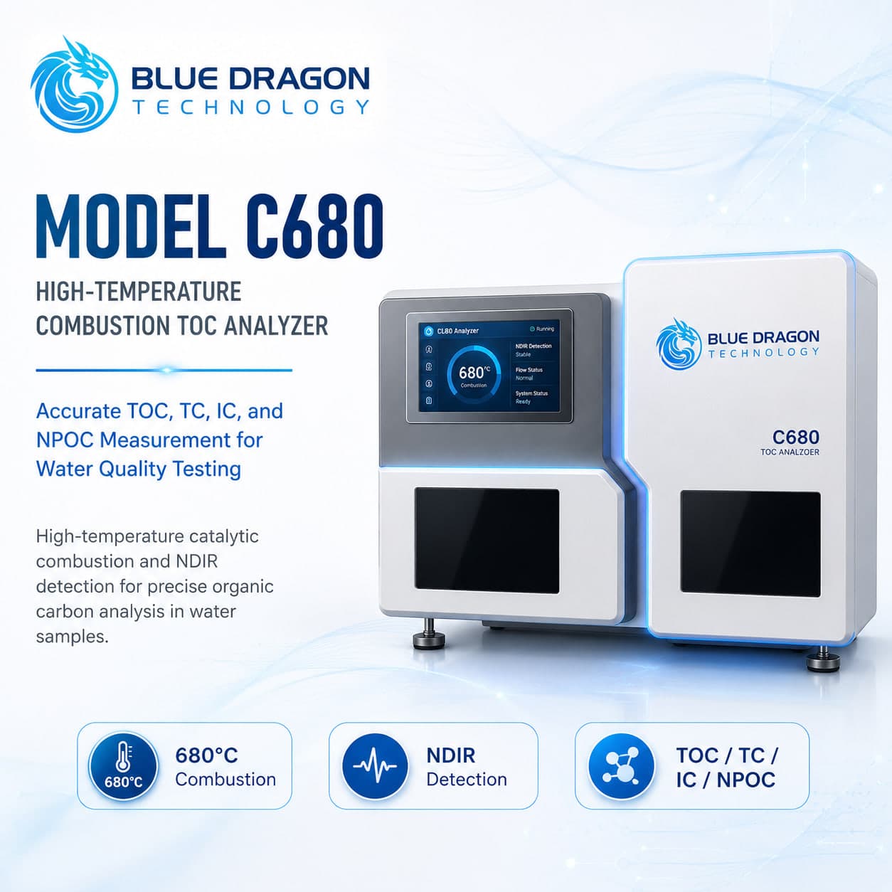 Blue Dragon Model C680 High-Temperature Combustion TOC Analyzer laboratory toc analyzer