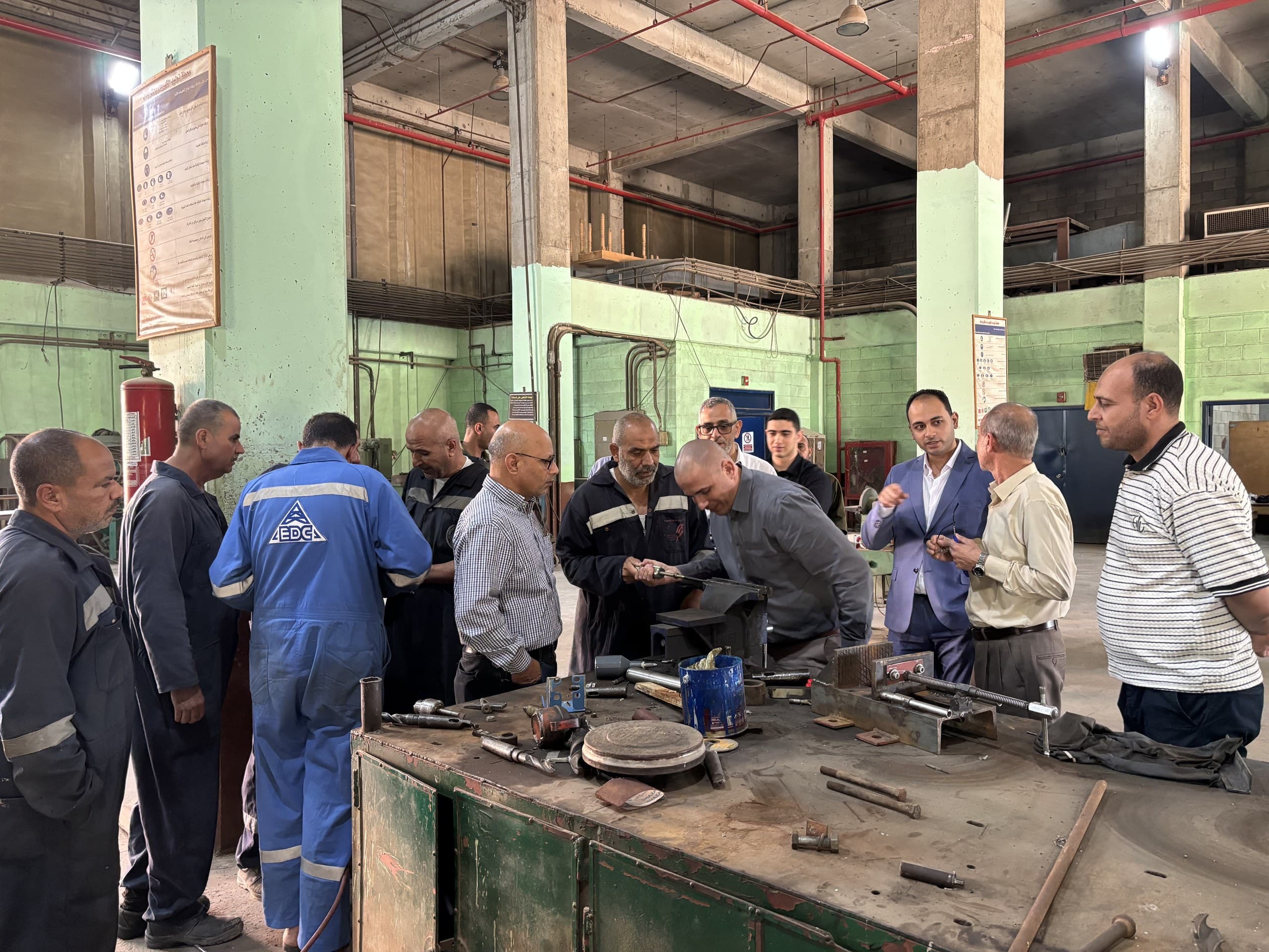 EST Group's live tool demonstration on a workbench in the plant's maintenance workshop